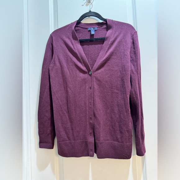 GAP Cardigan Burgundy Small Button Up  Armpit To Armpit 18” Length 25” - Picture 4 of 5